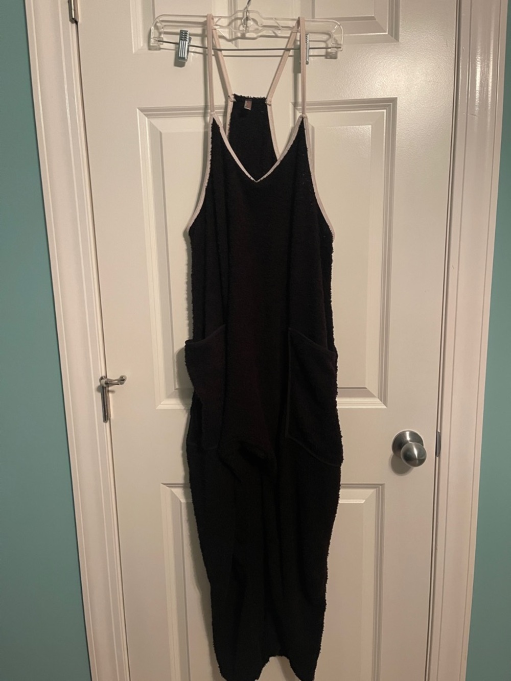 Free Movement by Free People Black Women's Sleeveless Knit Romper with Trim